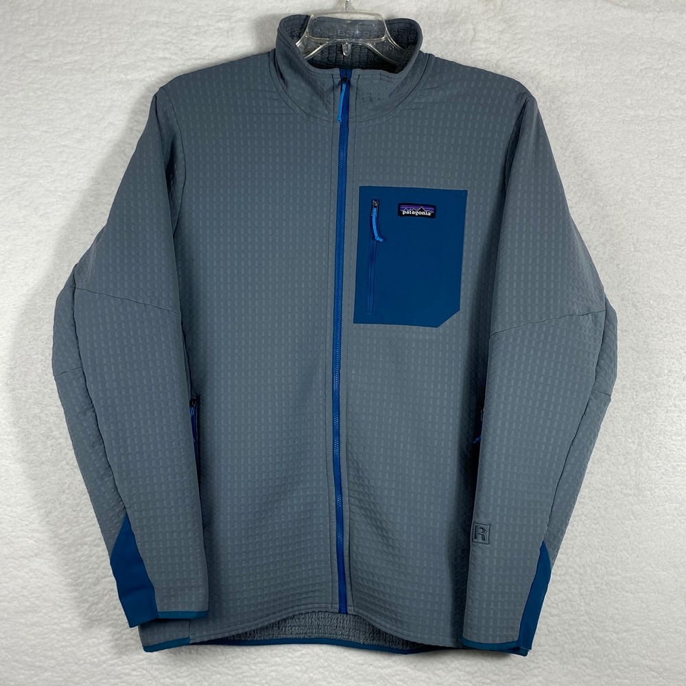 Patagonia Mens R1 TechFace Full Zip Jacket Grey Blue Large Fleece Softshell